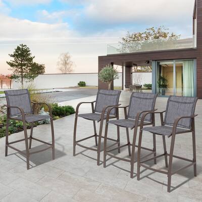 VredHom Outdoor Patio Aluminum Bar Stools (Set of 4)
