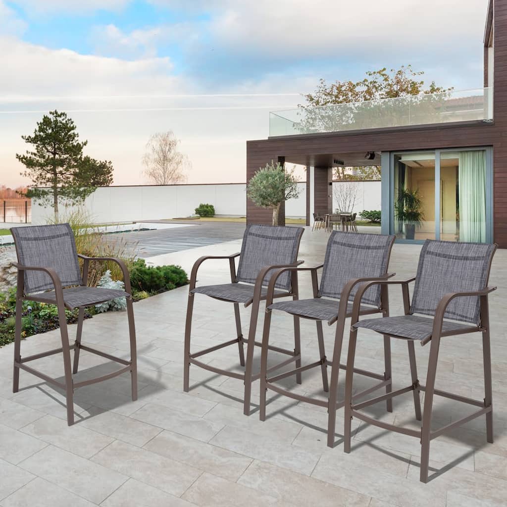 VredHom Outdoor Patio Aluminum Bar Stools (Set of 4)