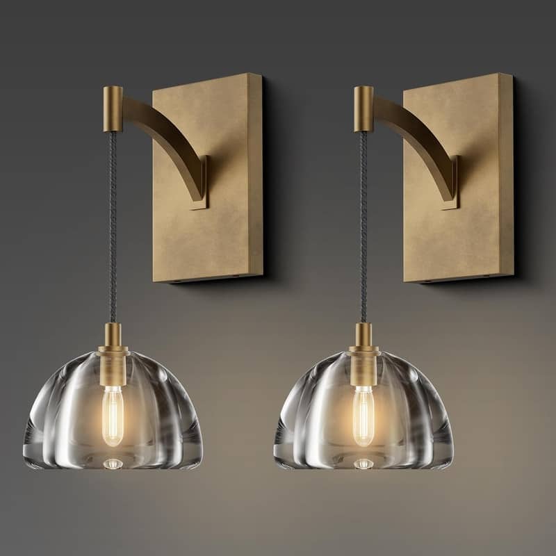 KAYLA 7 in. Modern 1-Lights Black Vanity Light with Luxury Crystal Shade(Set of 1) - Gold