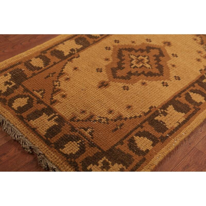 Yellow Moroccan Oriental Foyer Rug Hand-Knotted Wool Carpet - 2'0"x 3'0"