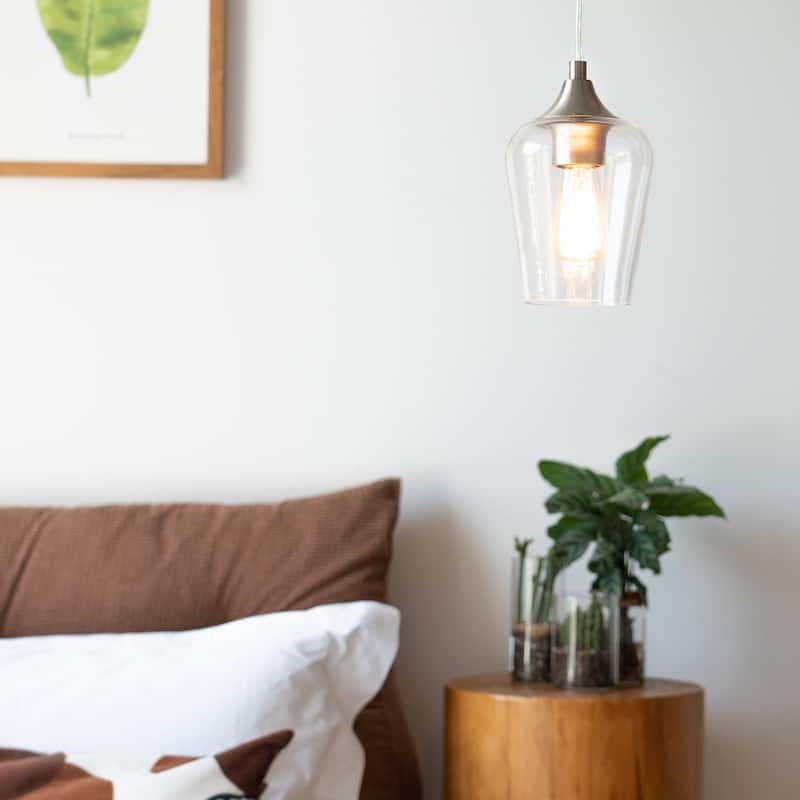 CO-Z 1-light Glass Pendant Light with Adjustable Cord