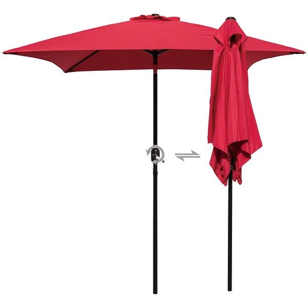 Shop Black Friday Deals On Davee Furniture 6 5 Square Patio Umbrella Outdoor Table Market Umbrella With Tilt Crank 4 Ribs Red Overstock 31725038
