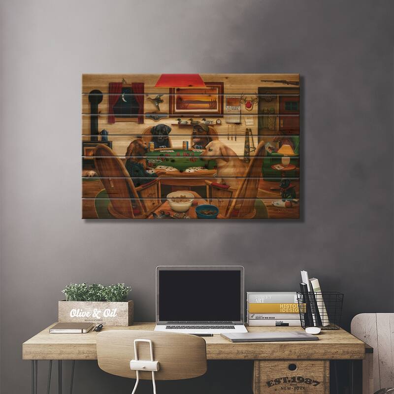Duck Hunters Print On Wood by Leo Stans - Multi-Color