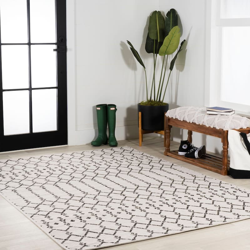JONATHAN Y Trebol Moroccan Geometric Textured Weave Indoor/Outdoor Area Rug