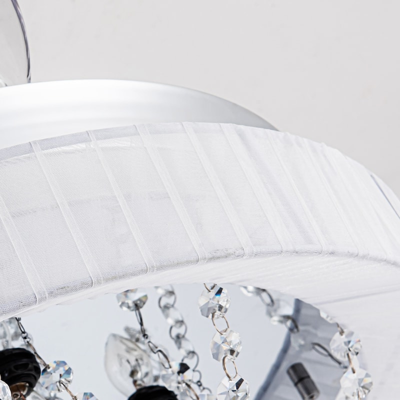 42-in Modern 6-Light 3-Blade Chrome Crystal Chandelier Ceiling Fan with Remote and Light Kit - 42-in W x 27.25-in H