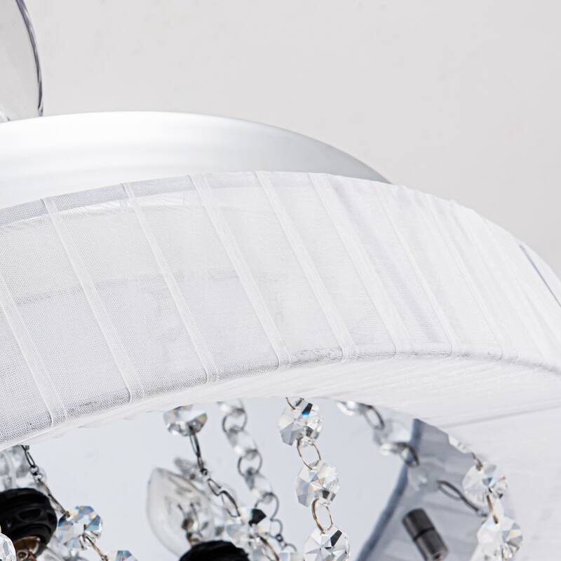 42-inch Retractable 3-Blade Crystal LED Ceiling Fan with Remote