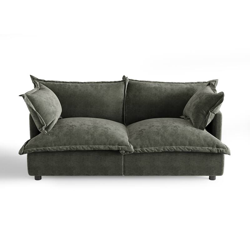 80"W Upholstered Chenille Comfy Cloud Couch Modular Sectional Sofa