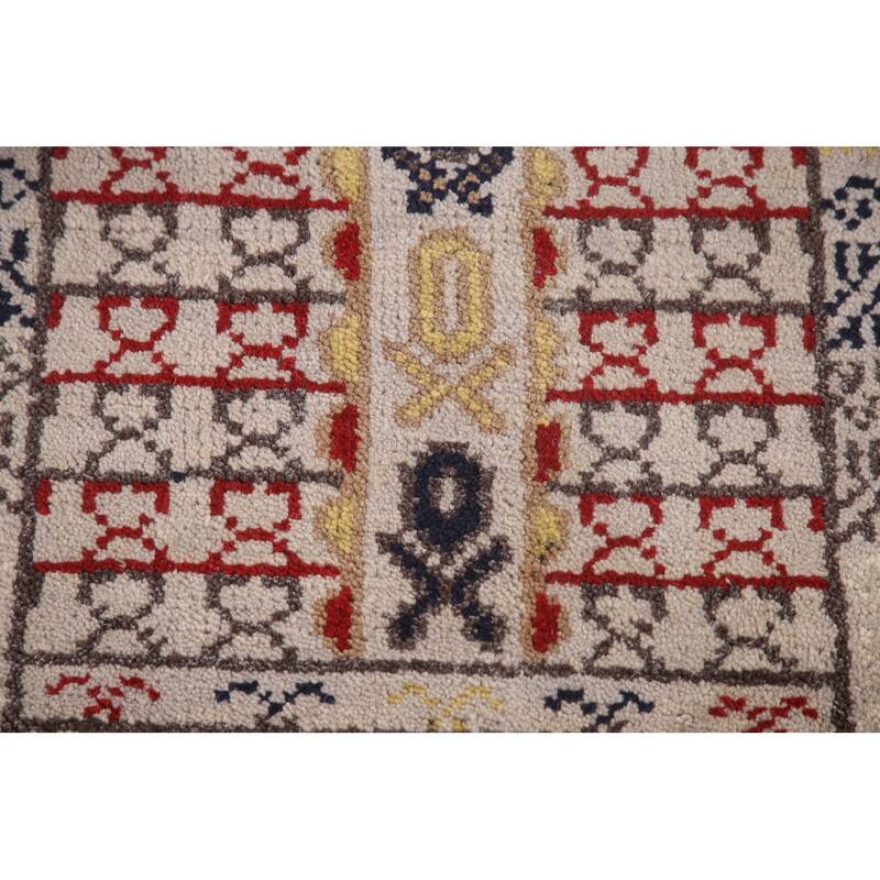 Tribal Geometric Khotan Runner Rug Hallway Handmade Wool Carpet - 2'6"x 10'0"