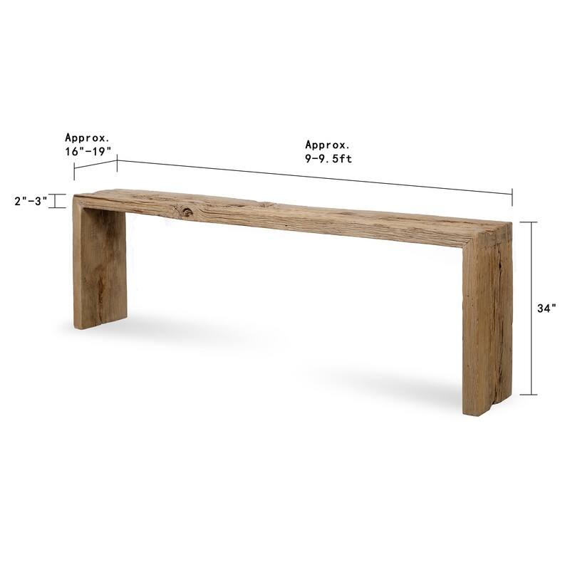Vintage Waterfall Console Table Weathered Natural Approx.9-9.5ft Long