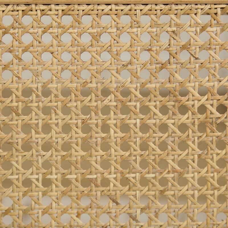 GDF Studio - French Modern Wood Dining Chairs with Rattan Backrest, Upholstered Seat, Set of 2 with Carved Frame