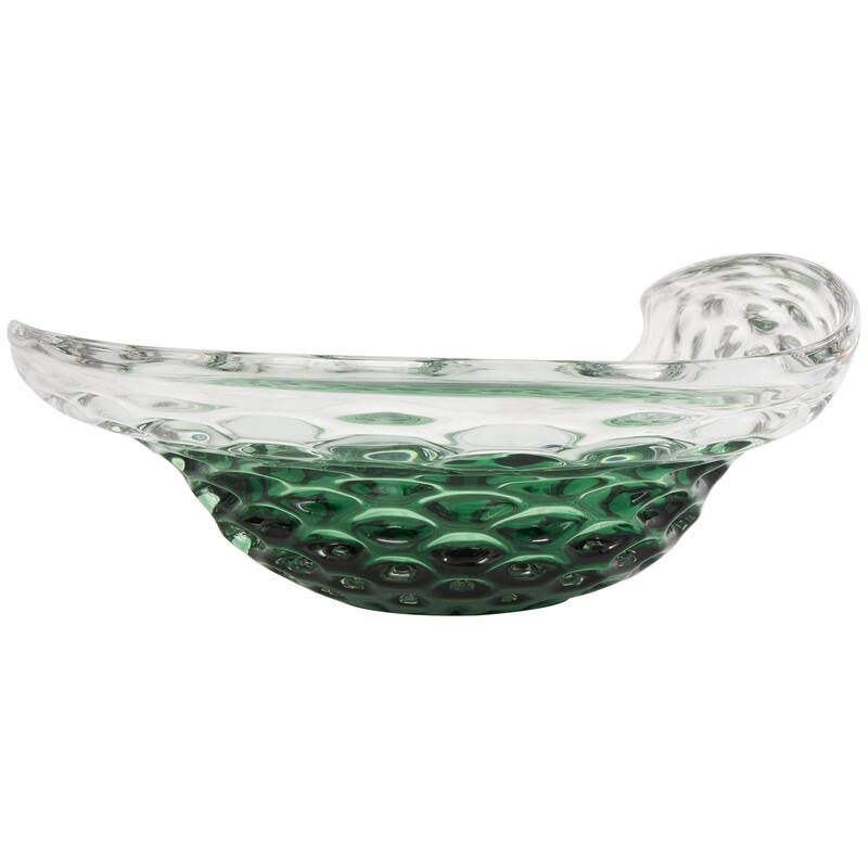 Black or Green Glass Handmade Abstract Wavy Ombre Decorative Bowl with Bubble Texturing