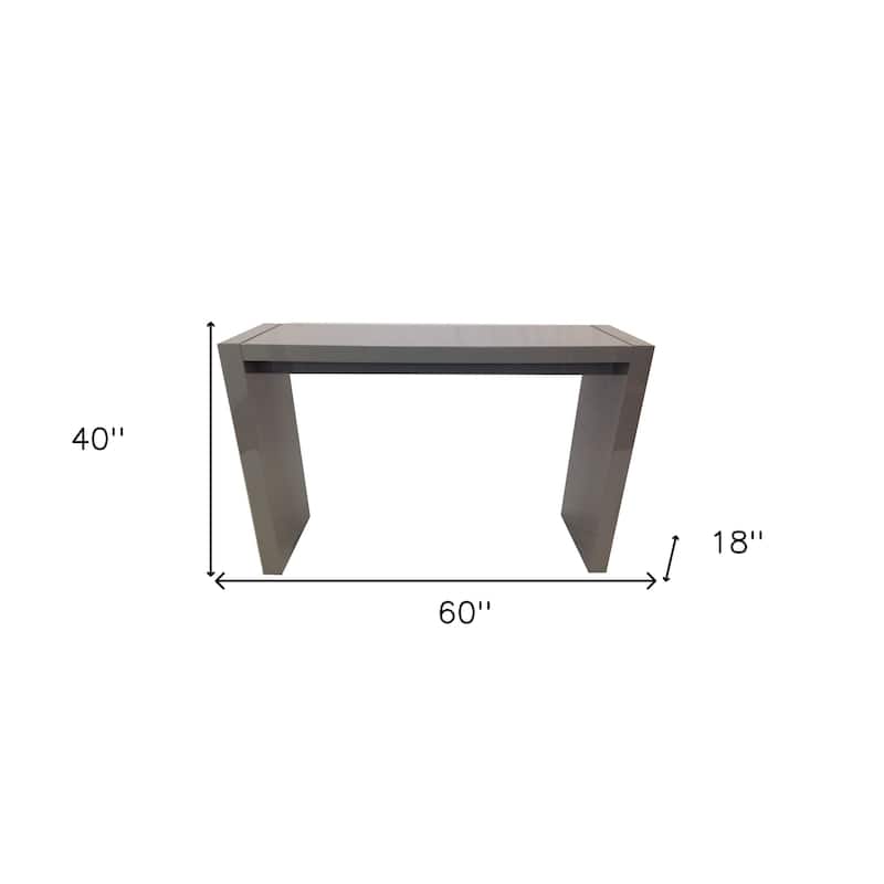 HomeRoots 60" Gray Rectangular Wood Bar Table - 60 in. x 40 in. x 18 in.