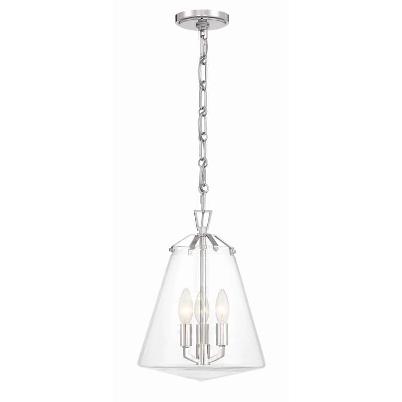 Voss 3 Light Polished Nickel Mini Chandelier - 11"W x 14.75"H x 11"D