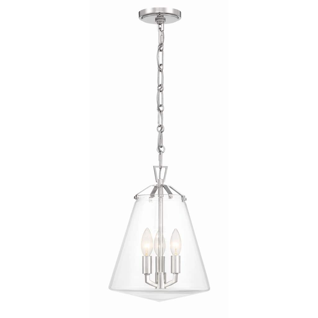 Voss 3 Light Polished Nickel Mini Chandelier - 11"W x 14.75"H x 11"D