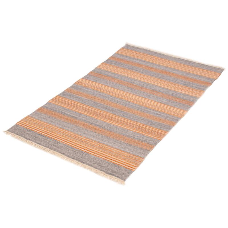 Ankara FW Grey, Orange Kilim 5'0" x 8'1" - 5'0 x 8'1