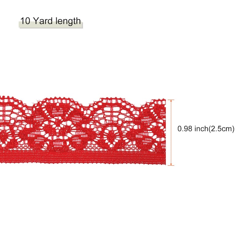 Lace Trim Lace Ribbon for Clothes Fabric Wedding Decoration Gift Wrap - Red