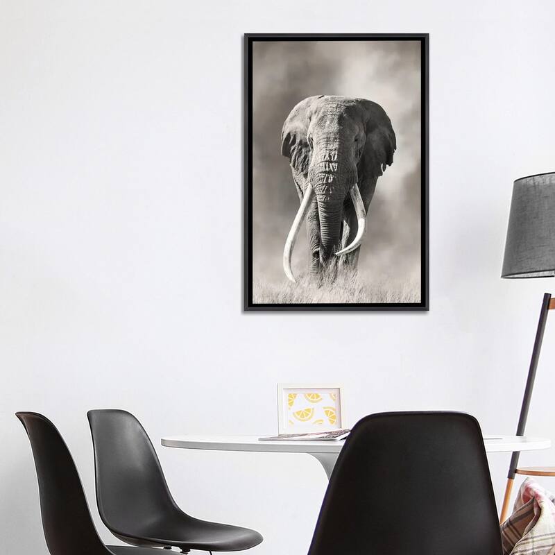 iCanvas "Giant Tusk Bull Elephant Emerges From The Dust Amboseli National Park" by Jane Rix Framed
