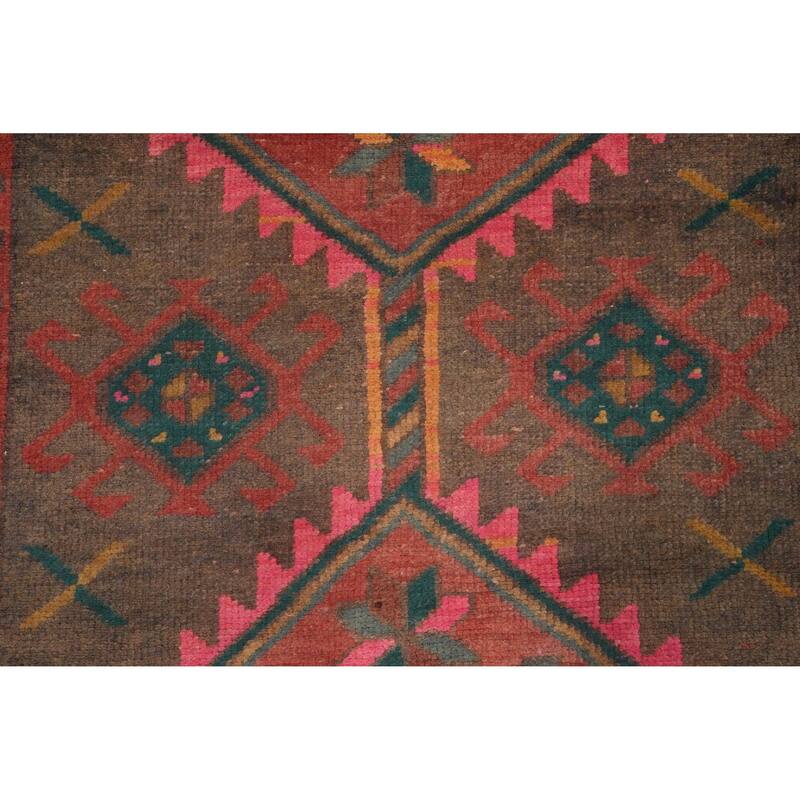 Hand Knotted Oriental 100% Wool Carpet Traditional Tribal Red Ardebil Runner Rug - 12' 7'' X 3' 6''