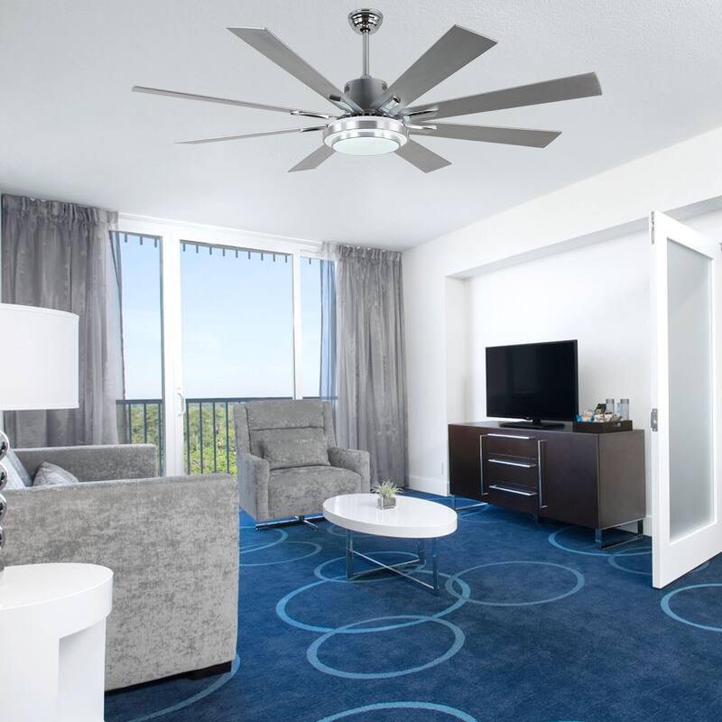Cusp Barn 72" LED Dimmable Ceiling Fan,Industrial Reversible Fan Light,6 Speeds Quiet DC Motor with Remote for Large Room/Space