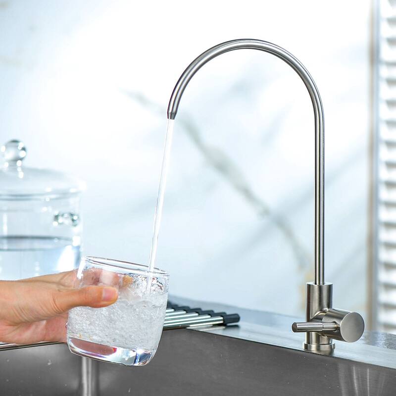Single-Handle Stainless Steel Filter Drinking Water Kitchen Purifier Beverage Faucet in Brushed Nickel - Brushed Nickel