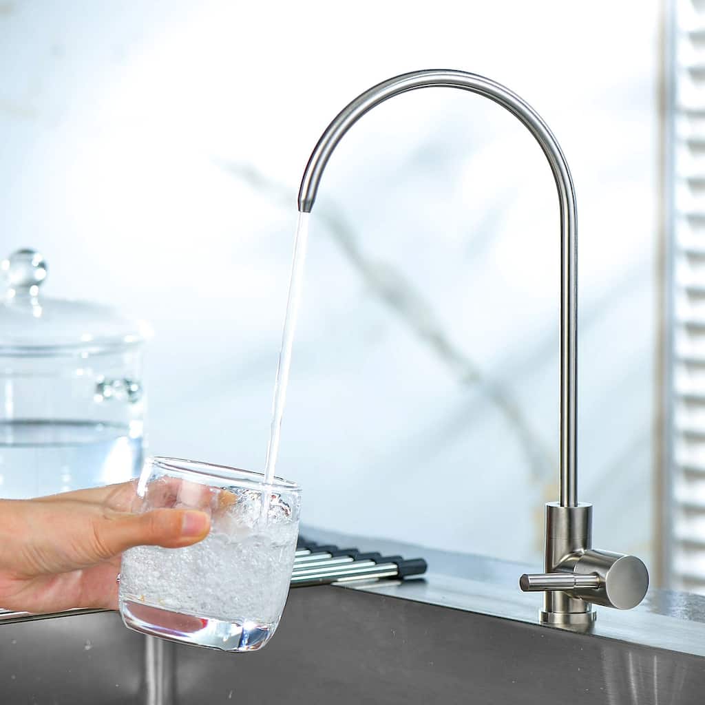 Single-Handle Stainless Steel Filter Drinking Water Kitchen Purifier Beverage Faucet in Brushed Nickel
