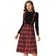 preview thumbnail 10 of 21, Women Vintage Plaid A-Line Overall Suspender Midi Skirt
