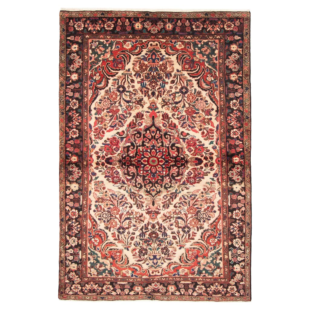 ECARPETGALLERY Hand-knotted Anatolian Vintage Cream Wool Rug - 4'10 x 7'5