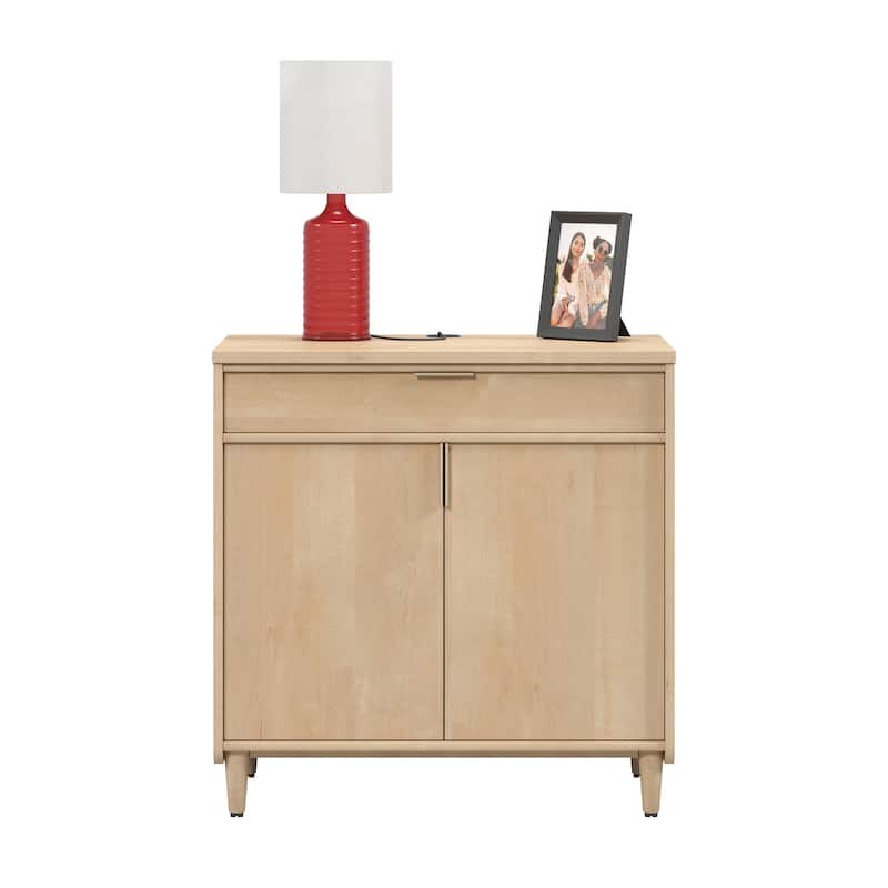 Wood Versatile Library Base with Two-Door Cabinet and Drawner, Maple