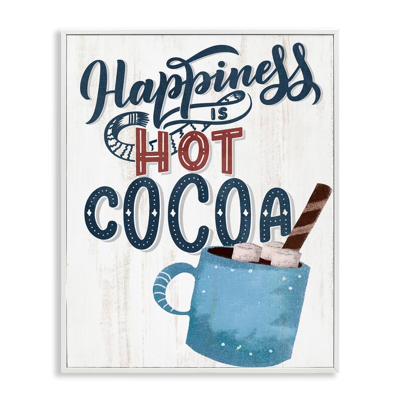 Stupell Happiness Is Hot Cocoa Framed Giclee Art Design By Kim Allen - 24 x 30 - White