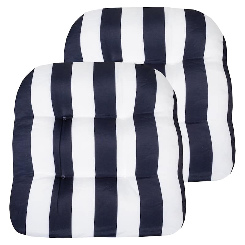 Sweet Home Collection Havana Stripe Patio Cushions Outdoor Chair Pads Thick Fiber Fill Tufted 19" x 19"