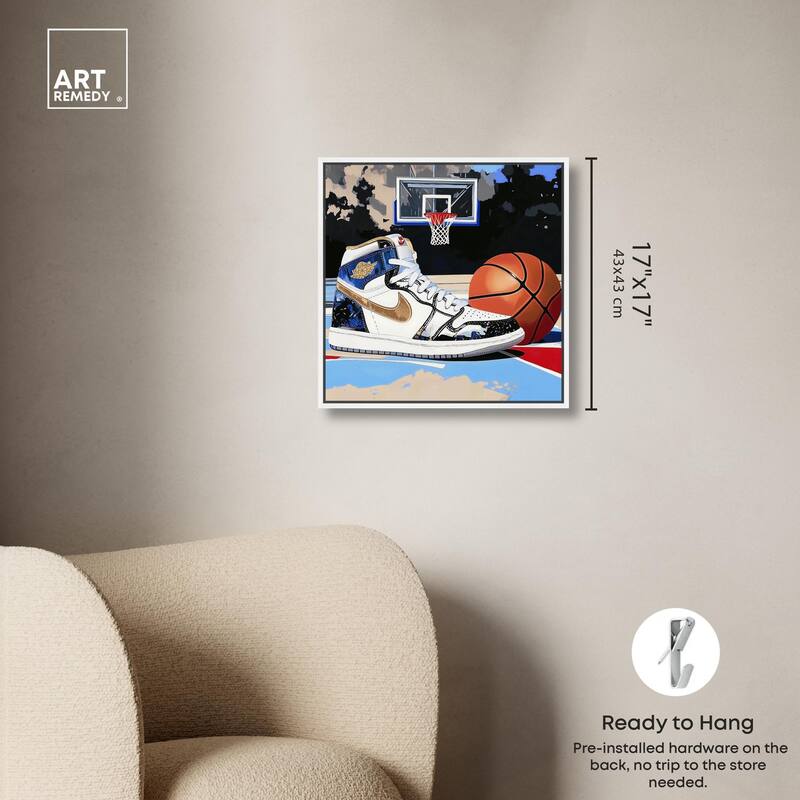 Basketball Court Blues Canvas by Art Remedy