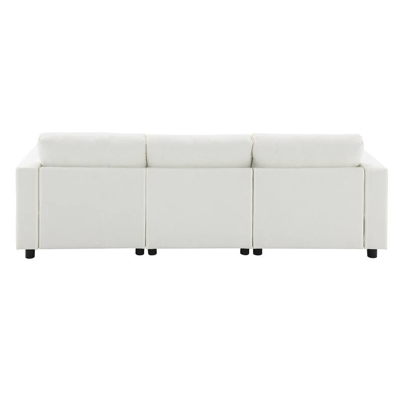86.5'' U-Shaped Sectional Sofa with Storage Pockets and Movable Ottoman, 5-Seat Chenille Cloud Sofa for Living Room