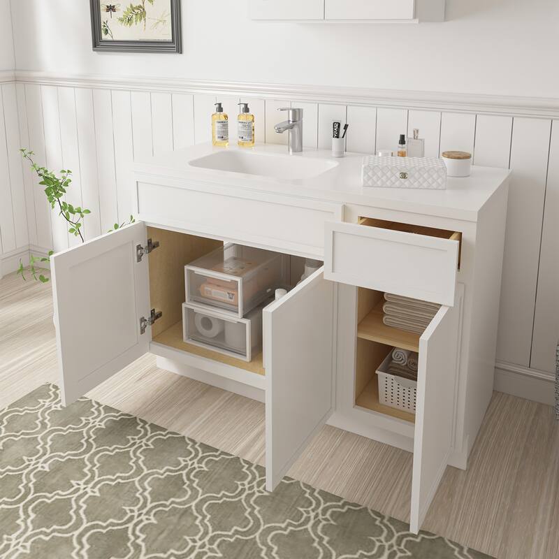 Vanity Art 51" Birch Freestanding Bathroom Vanity Cabinet without Top