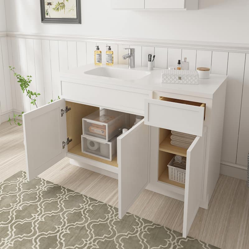 Vanity Art 54" Birch Freestanding Bathroom Vanity Cabinet without Top