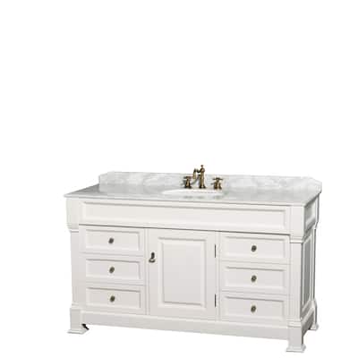 Andover Carrara Marble 60-inch Single Vanity with Oval Sink