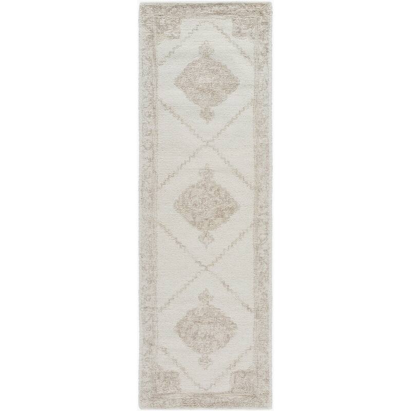 Livabliss Traditional Rize Diamond Area Rug - 2'6" x 8' - Brown/Off White