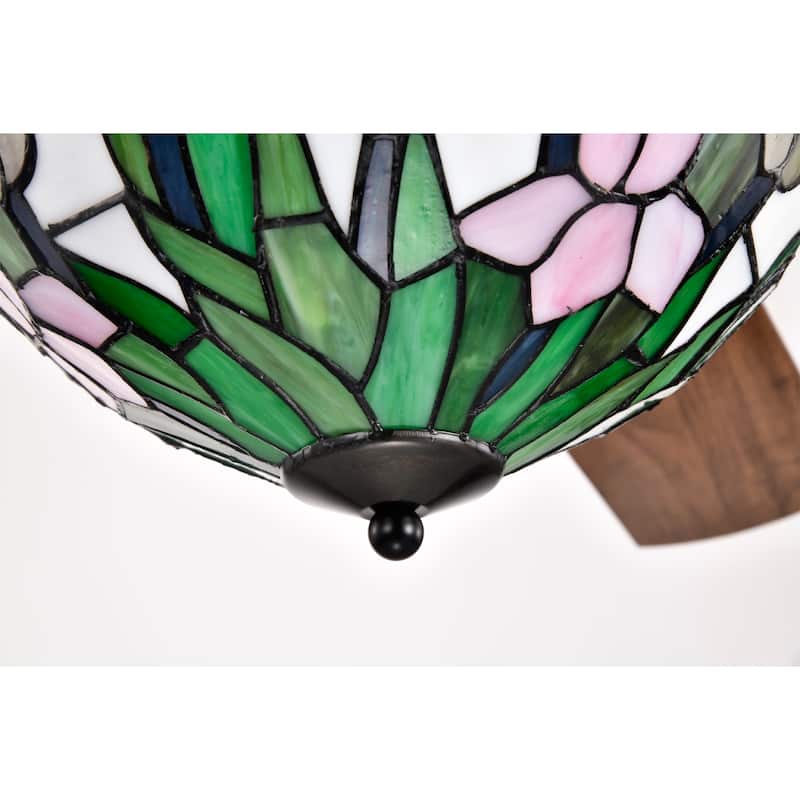 Zaina 5-Blade Lighted Ceiling Fan 2-Tier Tiffany Style Glass