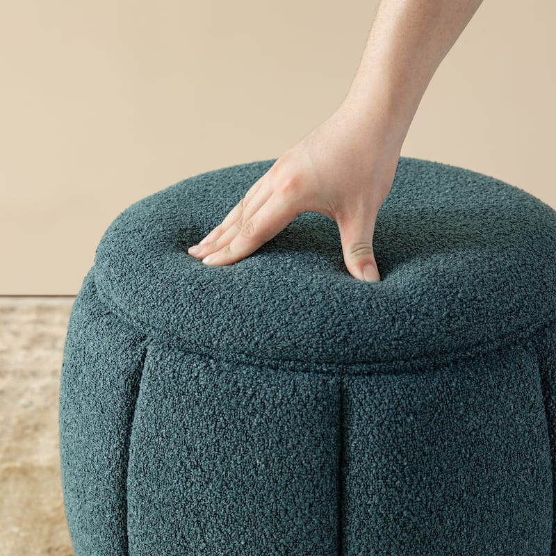 Glitzhome 19"H Boucle Upholstered Storage Ottoman Stool with Rubberwood Feet