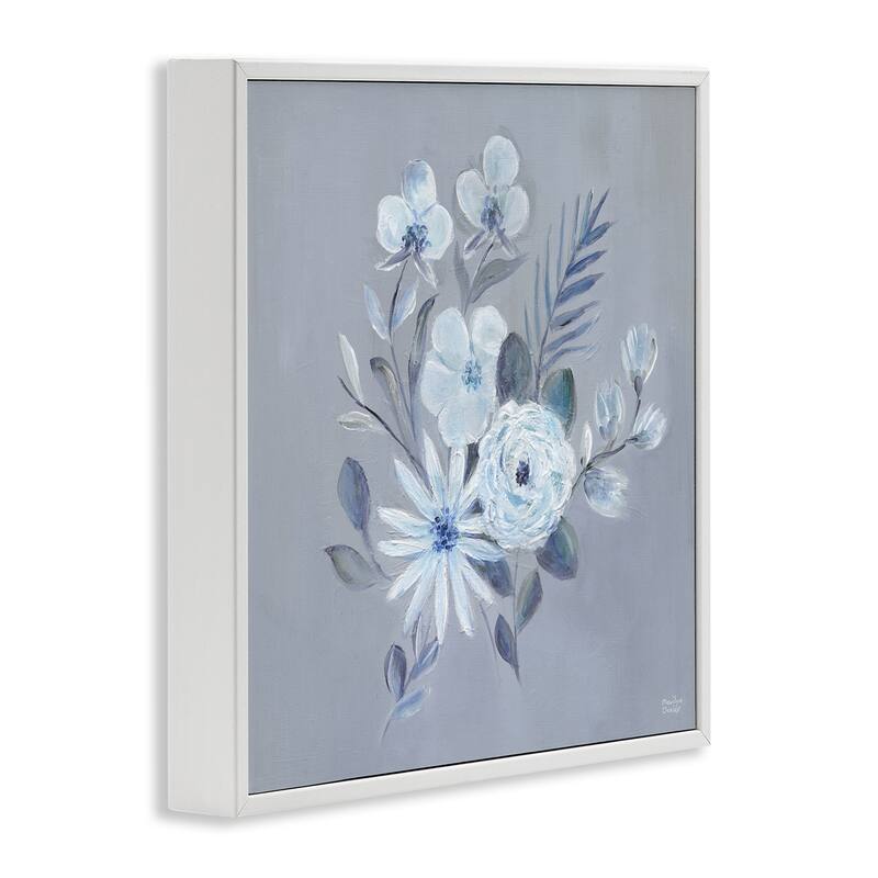 Stupell Blue Toned Floral Bunch Framed Giclee Art Design By Marilyn Dunlap