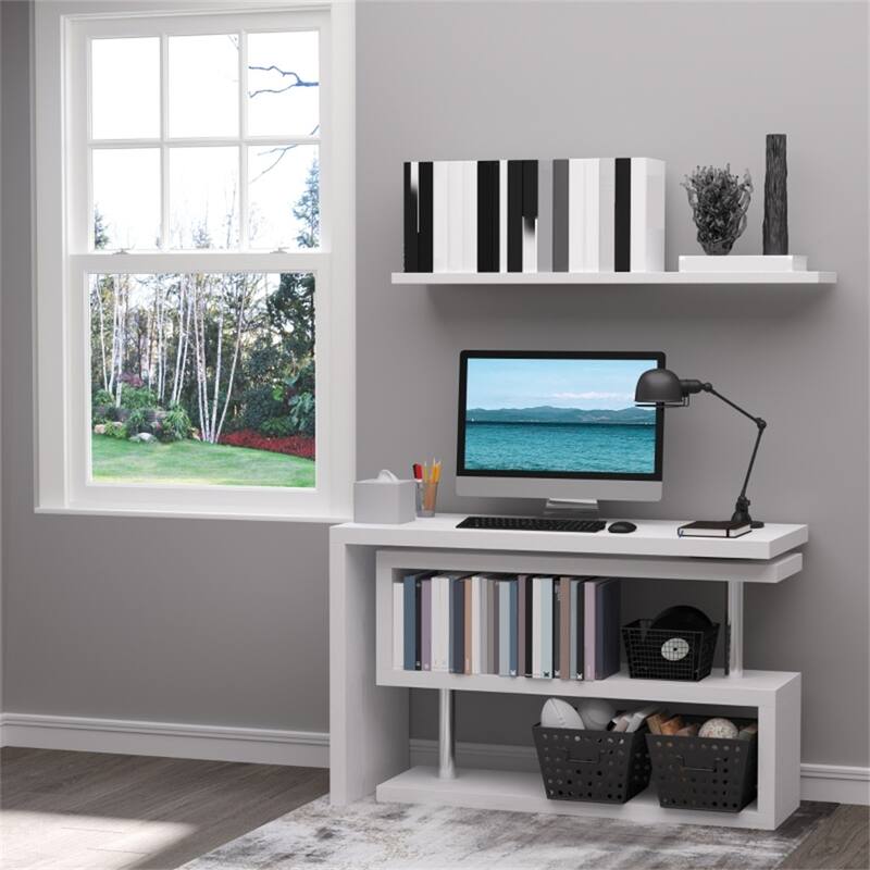 White Honeycomb Board and Stainless-Steel L-Shaped Computer Desk 360 Rotating