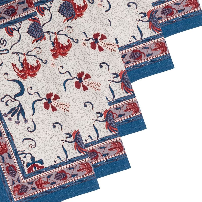 Couleur Nature Fleur des Indes Napkins - Set of 6 - 19" x 19" - 19" x 19"