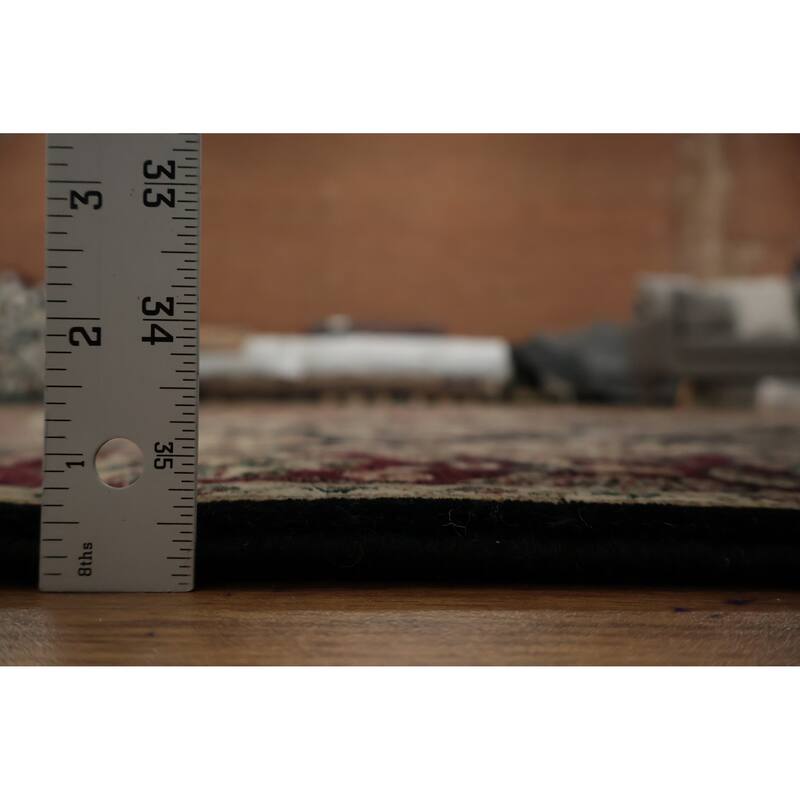 Hand Knotted Oriental 100% Wool Carpet Traditional Floral Black Agra Area Rug - 6' 1'' X 3' 10''