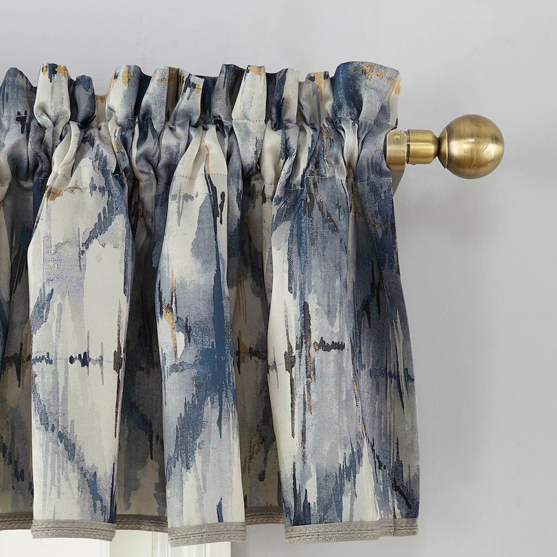No. 918 Keaton Geometric Watercolor Room Darkening Rod Pocket 1-Piece Curtain Valance - 54" x 18"