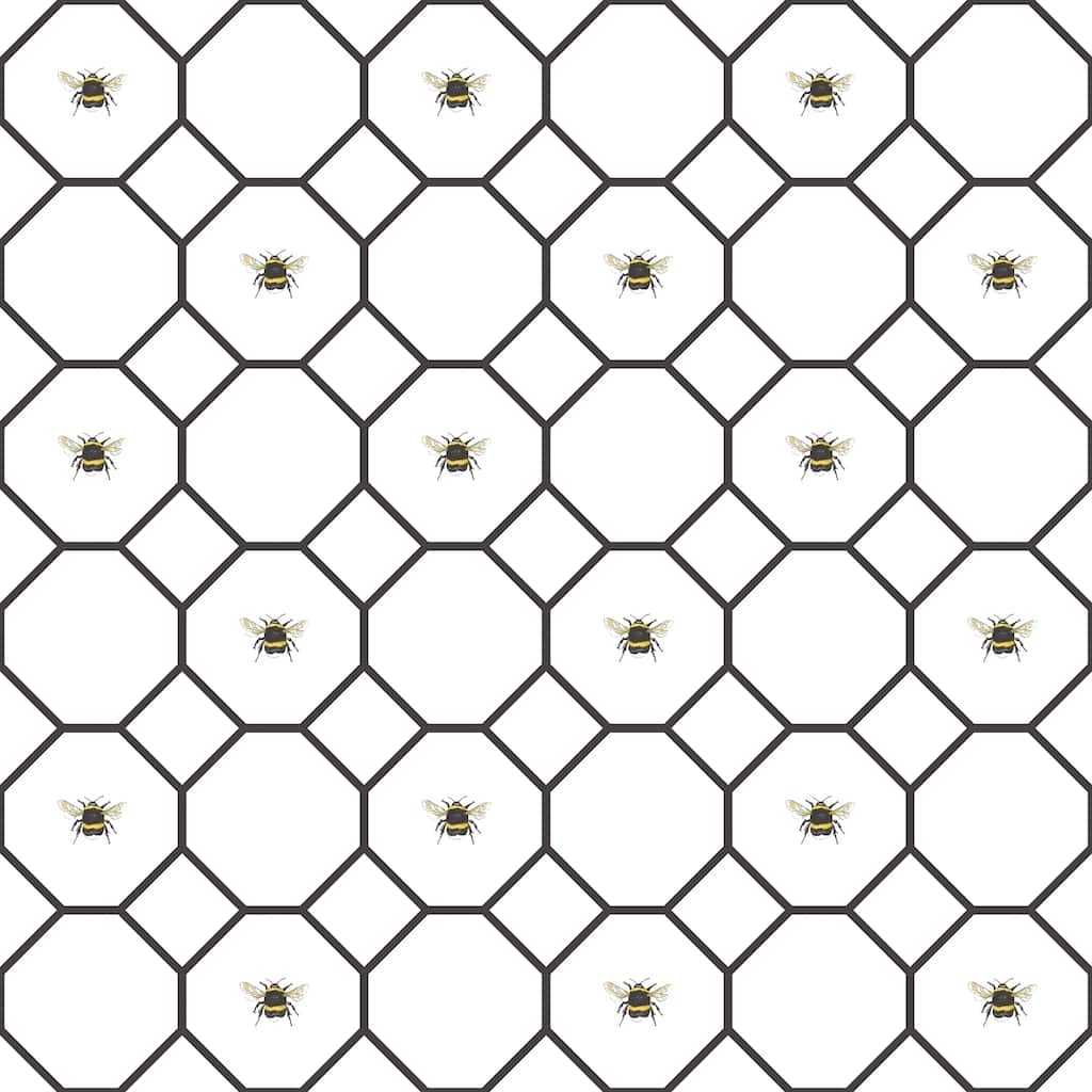 Galerie Wallcoverings Just Kitchens Bee Hive with Bees Vinyl on Non-woven Matte Wallpaper Roll - 33 feet x 21 inches