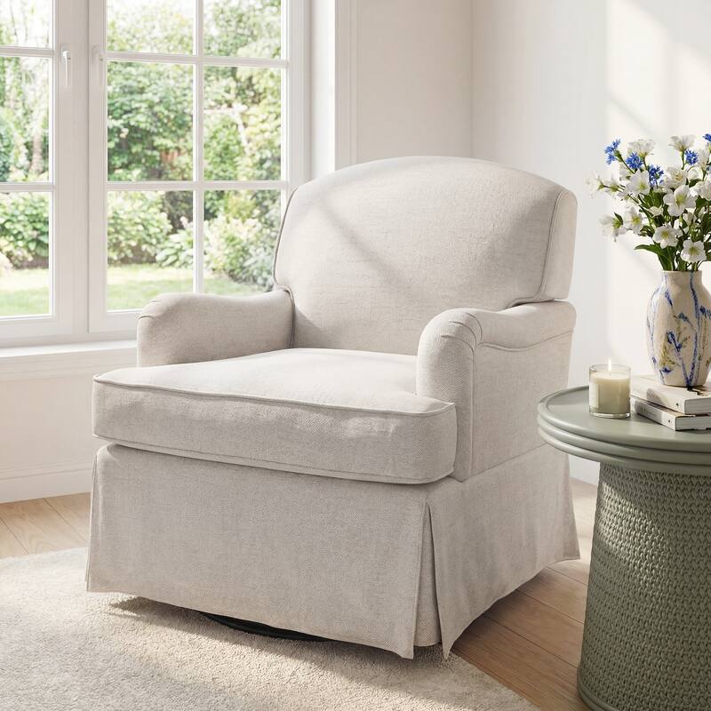 Martha Stewart Melody Swivel Glider Skirted ArmChair