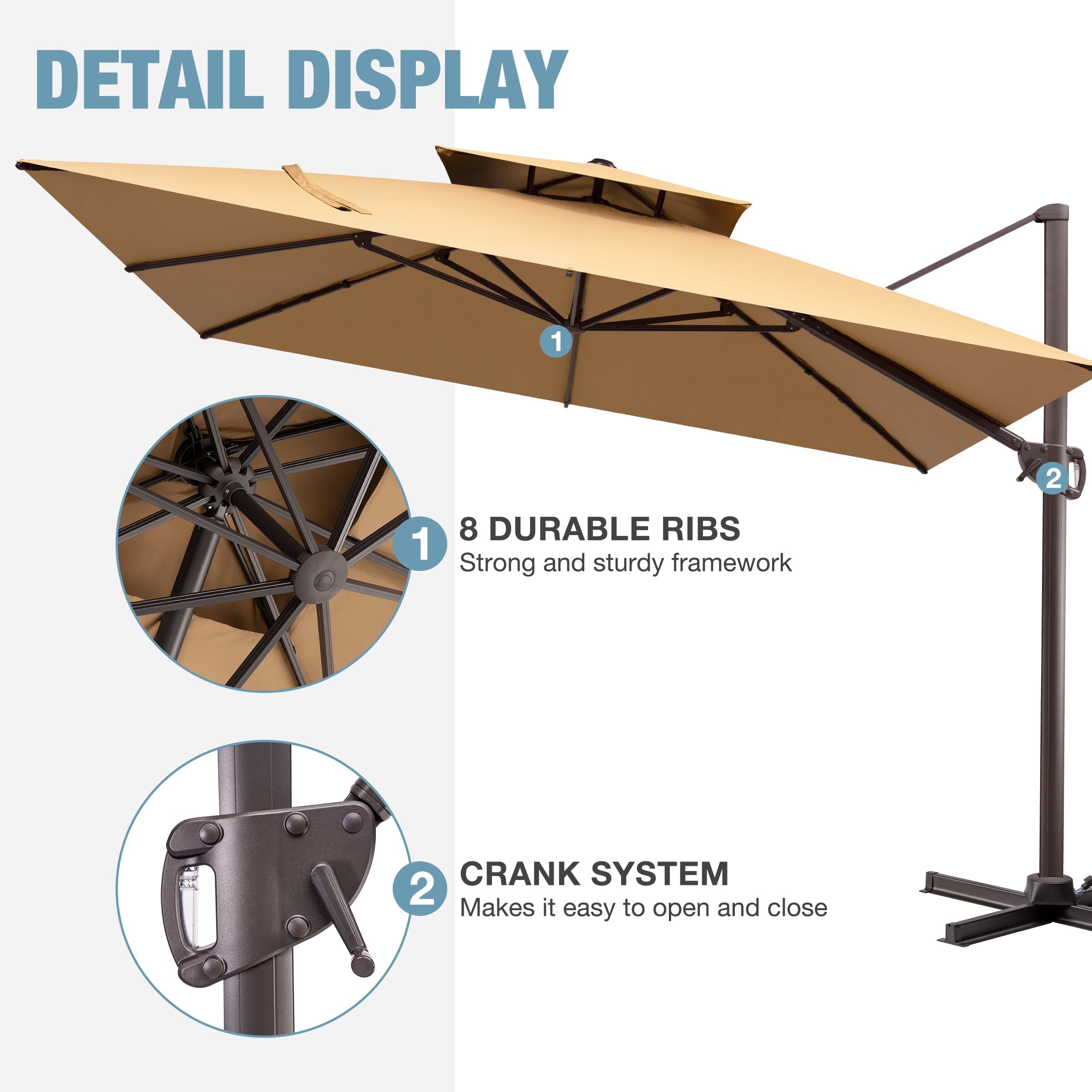 20 ft patio umbrella Sunnydaze Outdoor with Tilt & Crank, Burnt Orange, 9ft And the auto 20' x 20'x 8' High