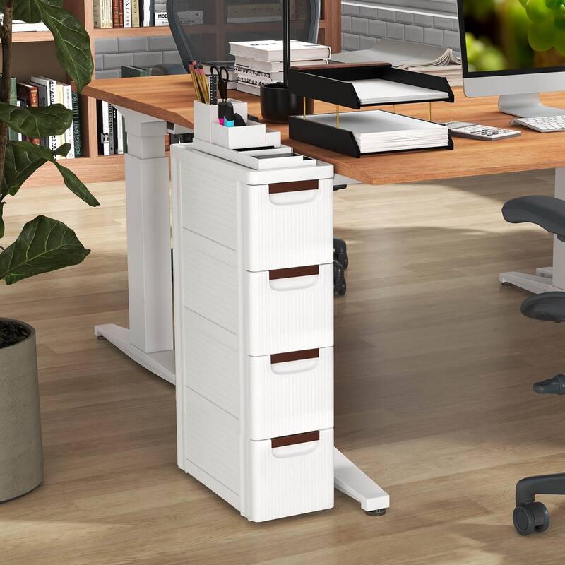 Costway 1/2 PCS 4-Drawer Narrow Rolling Storage Cabinet with Pull - See Details