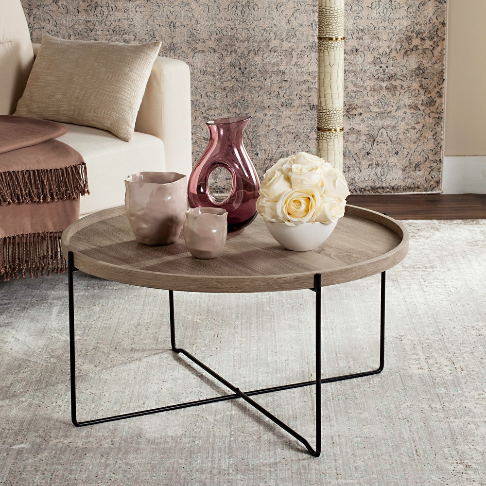 Tribesigns Side Table for Living Room, Round End Table Small Accent Table  with Crossed Wood Base 