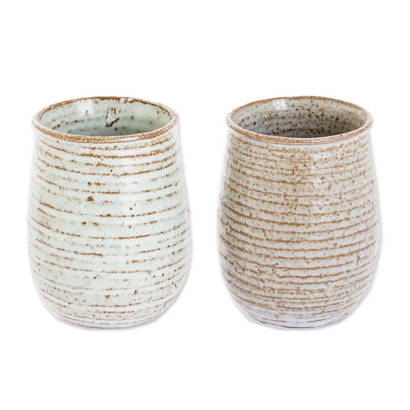 Novica Handmade Fragrant Aroma Ceramic Mugs (Pair)