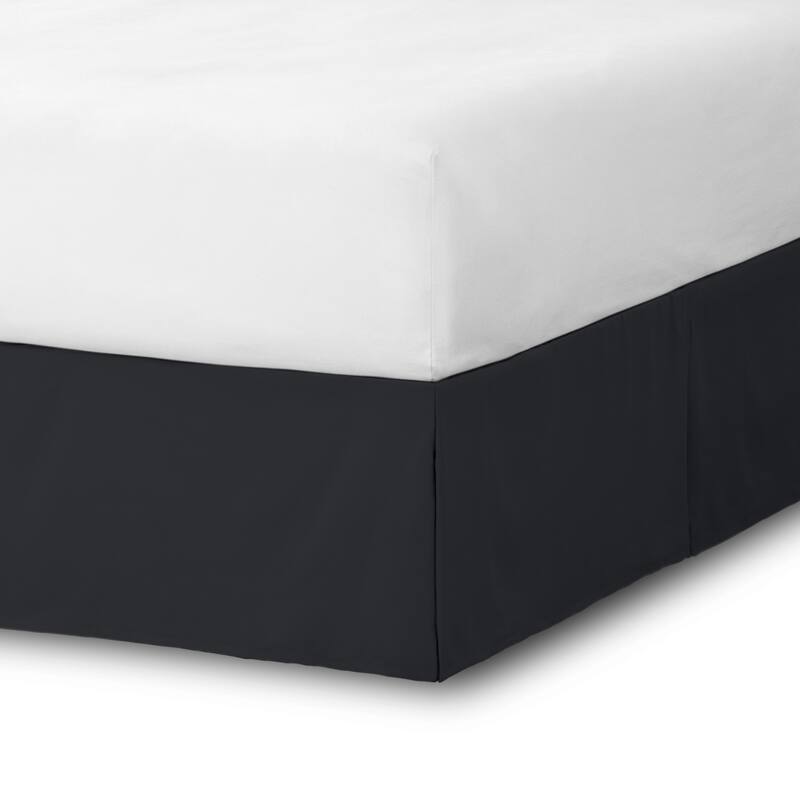 Bare Home Pleated Bed Skirt - 15-Inch Tailored Drop Easy Fit - Twin XL - Black